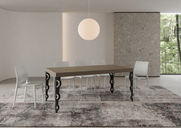Tavolo allungabile 90x180/284 cm Karamay Premium tortora telaio antracite - immagine 3