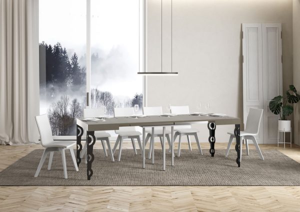 Tavolo allungabile 90x90/246 cm Karamay cashmere gambe antracite - immagine 4