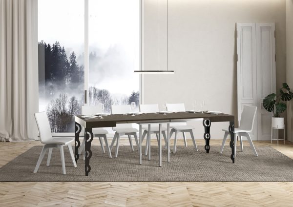 Tavolo allungabile 90x90/246 cm Karamay tortora gambe antracite - immagine 4