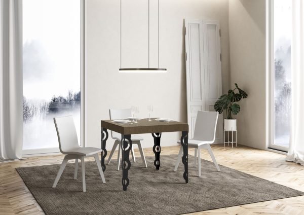 Tavolo allungabile 90x90/246 cm Karamay tortora gambe antracite - immagine 3