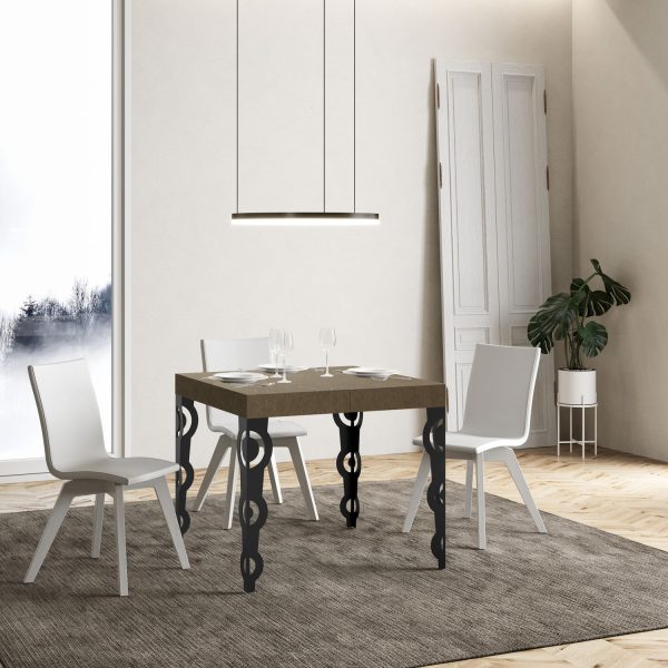 Tavolo allungabile 90x90/246 cm Karamay tortora gambe antracite - immagine 2