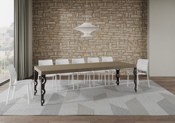 Tavolo allungabile 90x160/420 cm Karamay Premium tortora telaio antracite - immagine 4