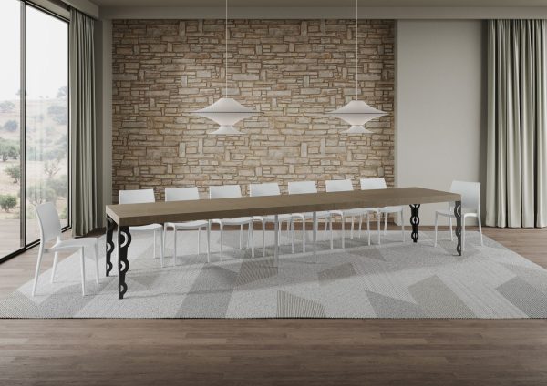 Tavolo allungabile 90x160/420 cm Karamay Premium tortora telaio antracite - immagine 5