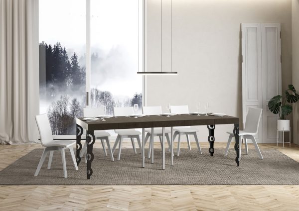 Tavolo allungabile 90x90/246 cm Karamay Premium tortora telaio antracite - immagine 4