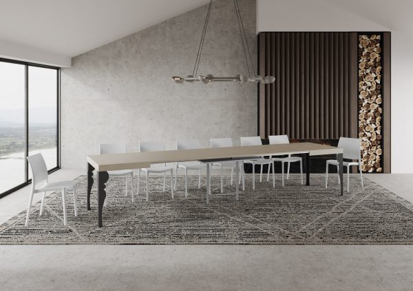 Tavolo allungabile 90x120/380 cm Paxon cashmere gambe antracite - immagine 5