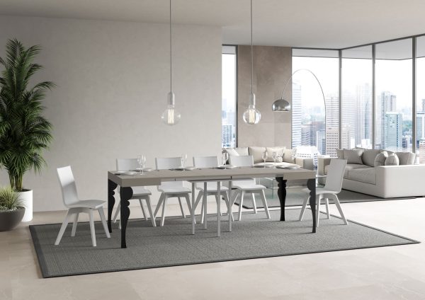 Tavolo allungabile 90x90/246 cm Paxon cashmere gambe antracite - immagine 4