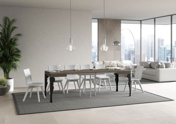 Tavolo allungabile 90x90/246 cm Paxon tortora gambe antracite - immagine 4