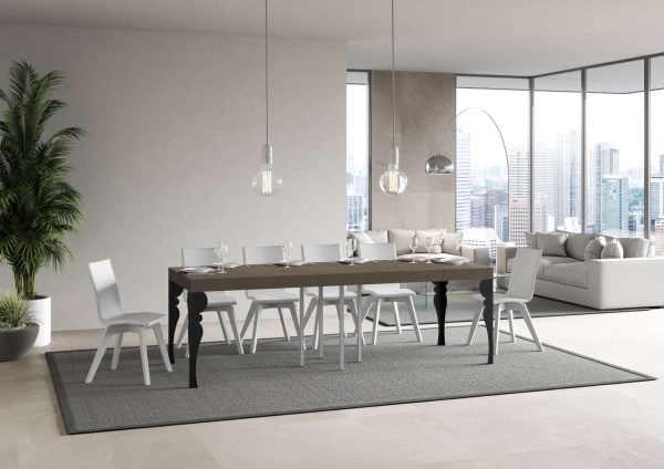 Tavolo allungabile 90x90/246 cm Paxon Premium tortora telaio antracite - immagine 4