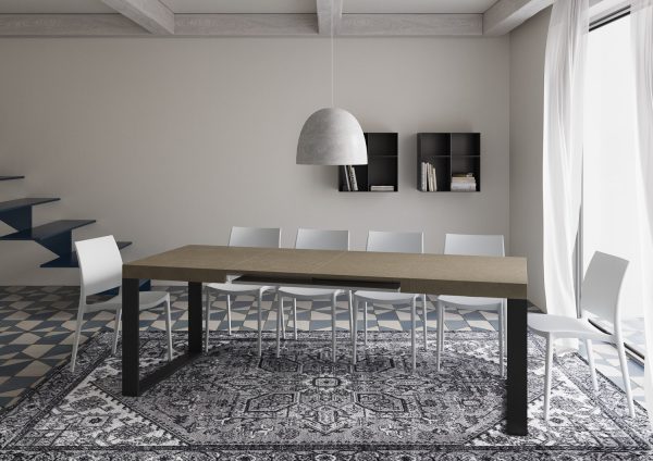 Tavolo allungabile 90x120/380 cm Tecno tortora gambe antracite - immagine 4