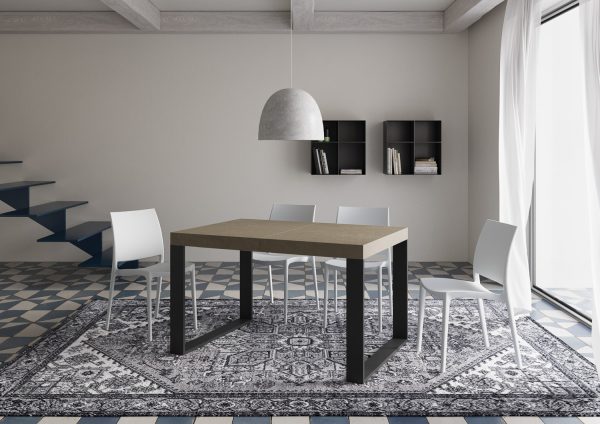 Tavolo allungabile 90x120/380 cm Tecno tortora gambe antracite - immagine 3