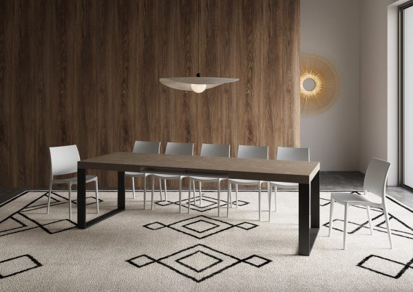 Tavolo allungabile 90x160/420 cm Tecno tortora telaio antracite - immagine 4