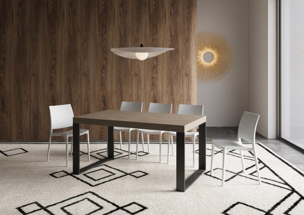 Tavolo allungabile 90x160/420 cm Tecno tortora telaio antracite - immagine 3
