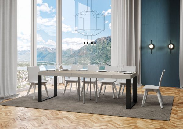 Tavolo allungabile 90x90/246 cm Tecno Premium cashmere telaio antracite - immagine 4