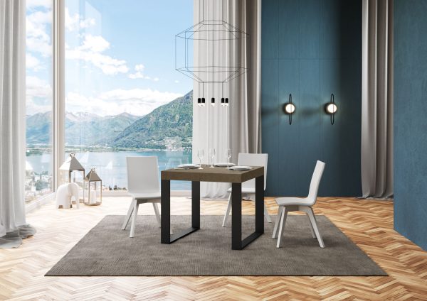 Tavolo allungabile 90x90/246 cm Tecno tortora gambe antracite - immagine 3