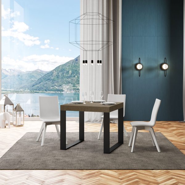 Tavolo allungabile 90x90/246 cm Tecno tortora gambe antracite - immagine 2