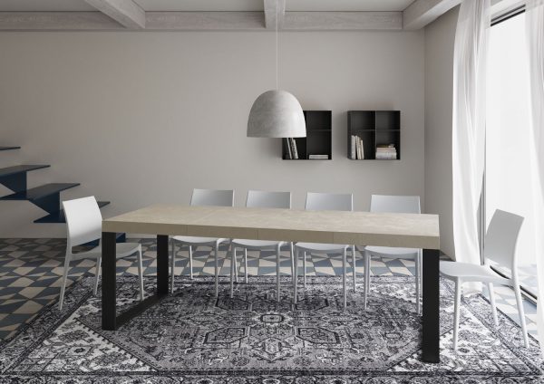 Tavolo allungabile 90x120/380 cm Tecno Premium cashmere gambe antracite - immagine 4