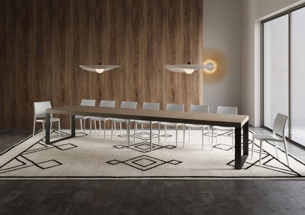 Tavolo allungabile 90x160/420 cm Tecno Premium tortora telaio antracite - immagine 5