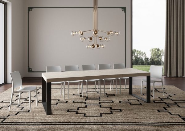 Tavolo allungabile 90x200/304 cm Tecno Premium cashmere telaio antracite - immagine 4