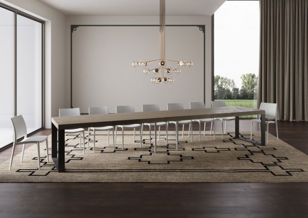 Tavolo allungabile 90x180/440 cm Tecno Premium tortora telaio antracite - immagine 5