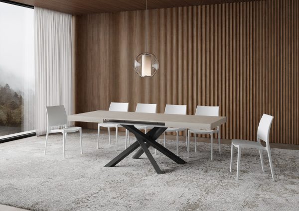 Tavolo allungabile 90x120/224 cm Volantis cashmere gambe antracite - immagine 4