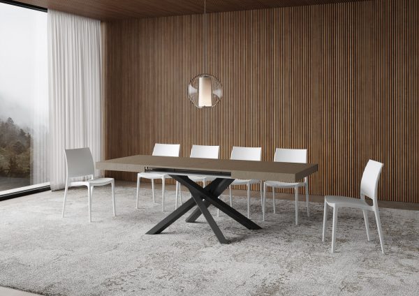 Tavolo allungabile 90x120/380 cm Volantis tortora gambe antracite - immagine 3