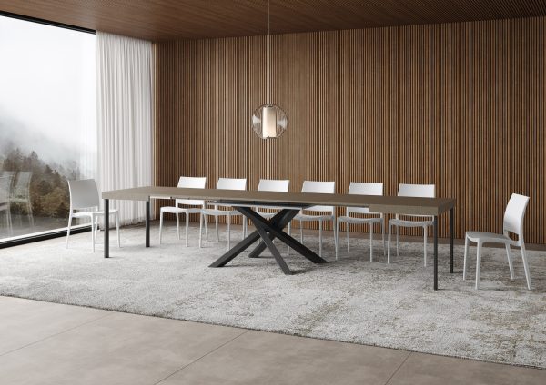 Tavolo allungabile 90x120/380 cm Volantis tortora gambe antracite - immagine 4