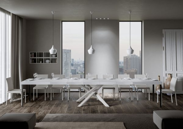 Tavolo allungabile 90x180/440 cm Volantis Premium Bianco Frassino telaio Bianco - immagine 5