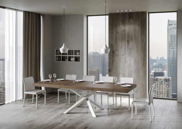 Tavolo allungabile 90x200/460 cm Volantis Premium Noce telaio Bianco - immagine 4
