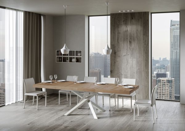 Tavolo allungabile 90x180/284 cm Volantis Premium Quercia Natura telaio Bianco - immagine 4