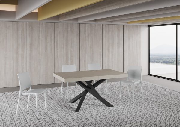 Tavolo allungabile 90x160/420 cm Volantis cashmere telaio antracite - immagine 3