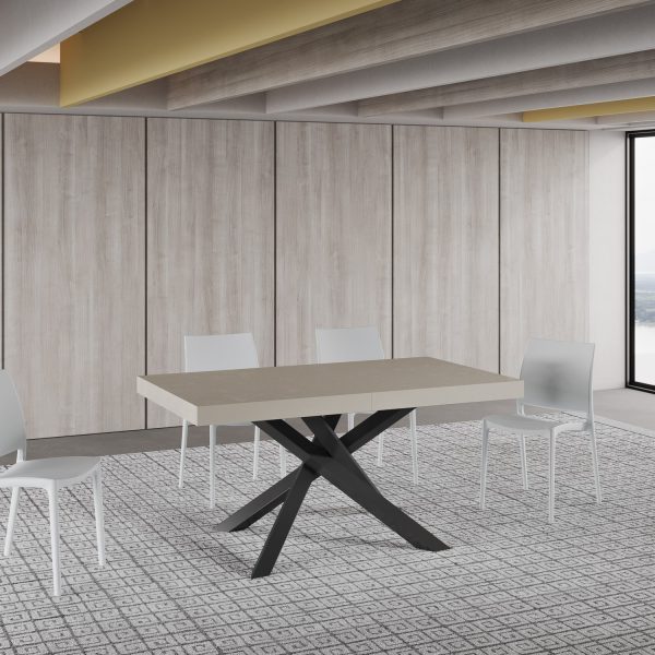 Tavolo allungabile 90x160/420 cm Volantis cashmere telaio antracite - immagine 2