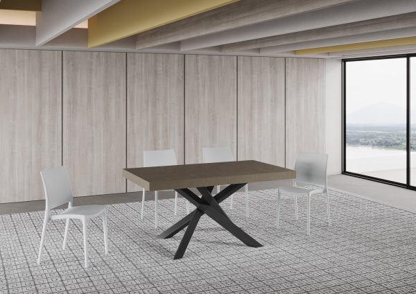 Tavolo allungabile 90x160/420 cm Volantis Premium tortora telaio antracite - immagine 3