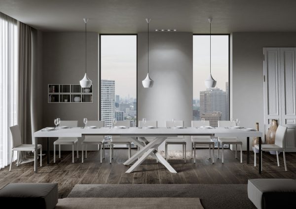 Tavolo allungabile 90x180/440 cm Volantis Bianco Frassino telaio Bianco - immagine 5