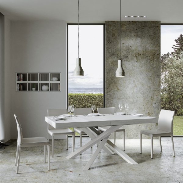 Tavolo allungabile 90x180/440 cm Volantis Premium Bianco Frassino telaio Bianco - immagine 2