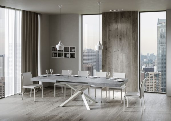 Tavolo allungabile 90x160/420 cm Volantis Cemento telaio Bianco - immagine 4