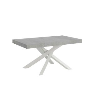 Tavolo allungabile 90x200/460 cm Volantis Premium Cemento telaio Bianco