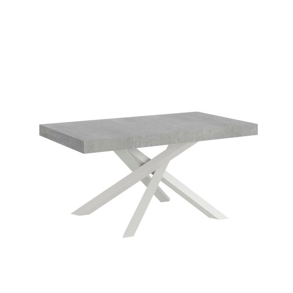 Tavolo allungabile 90x200/304 cm Volantis Premium Cemento telaio Bianco