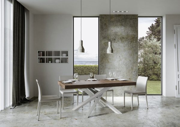Tavolo allungabile 90x200/460 cm Volantis Premium Noce telaio Bianco - immagine 3
