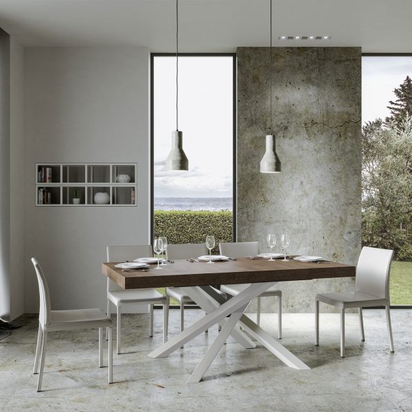 Tavolo allungabile 90x200/460 cm Volantis Premium Noce telaio Bianco - immagine 2