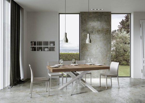 Tavolo allungabile 90x180/284 cm Volantis Premium Quercia Natura telaio Bianco - immagine 3