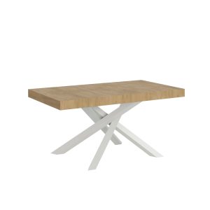 Tavolo allungabile 90x180/284 cm Volantis Premium Quercia Natura telaio Bianco