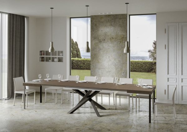 Tavolo allungabile 90x180/440 cm Volantis tortora telaio antracite - immagine 5