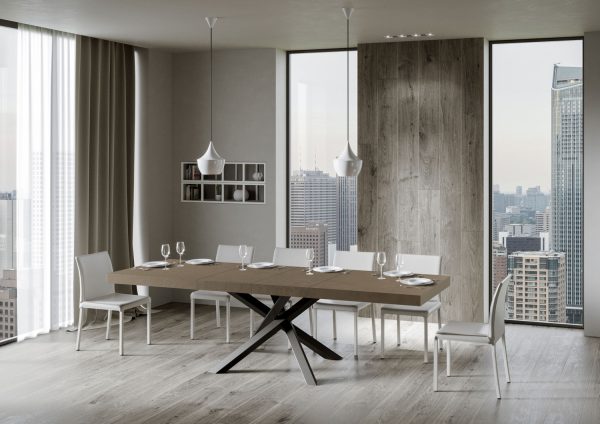Tavolo allungabile 90x180/440cm Volantis Premium tortora telaio antracite - immagine 4