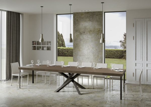 Tavolo allungabile 90x180/440cm Volantis Premium tortora telaio antracite - immagine 5