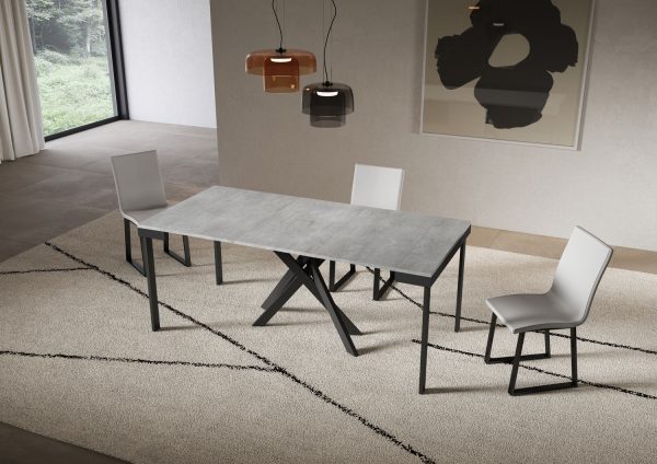 Consolle allungabile 90x40/196 cm Saki Small Evolution cemento telaio antracite - immagine 3
