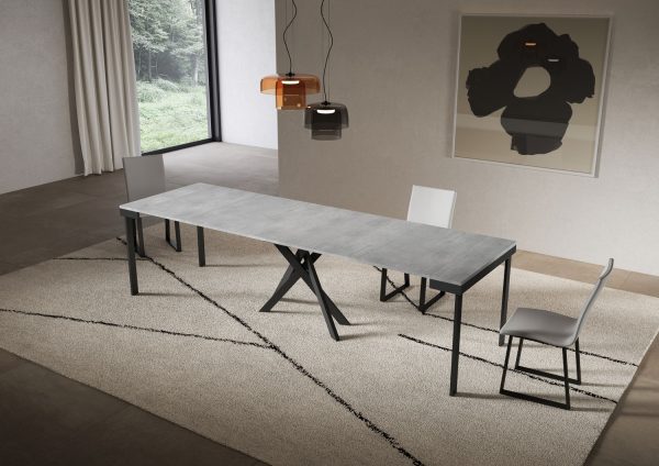 Consolle allungabile 90x40/300 cm Saki Evolution cemento telaio antracite - immagine 4