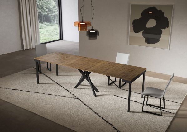 Consolle allungabile 90x40/300 cm Saki Evolution noce telaio antracite - immagine 4