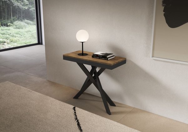 Consolle allungabile 90x40/196 cm Saki Small Evolution noce telaio antracite - immagine 2