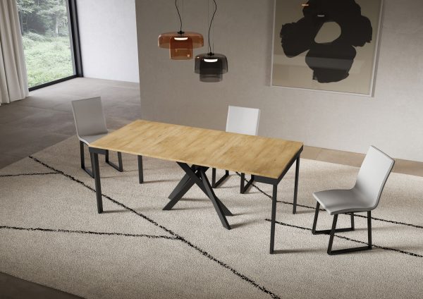 Consolle allungabile 90x40/196 cm Saki Small Evolution quercia natura telaio antracite - immagine 3