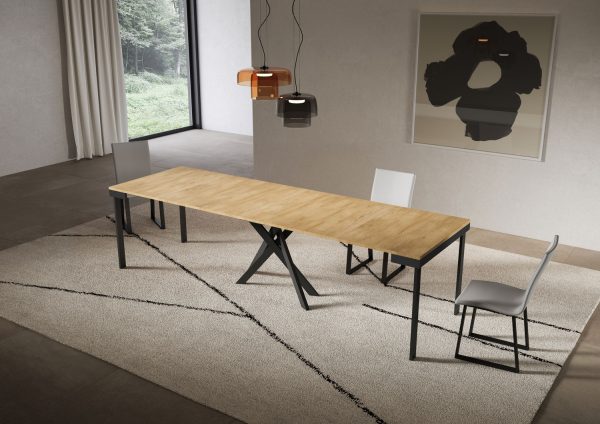 Consolle allungabile 90x40/300 cm Saki Evolution quercia natura telaio antracite - immagine 4